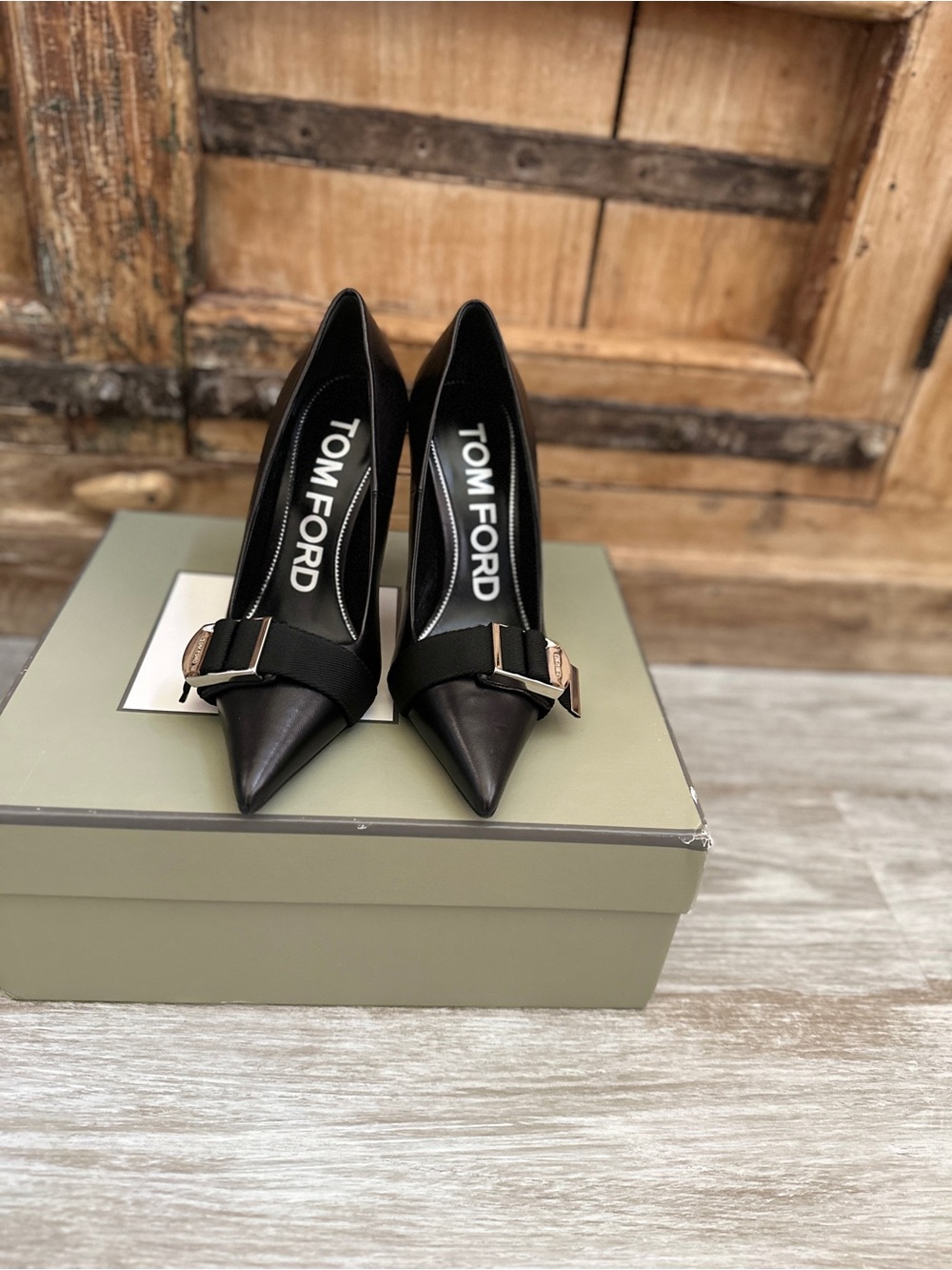 TOM FORD Leather Court Shoes US6 UK3 EU36 Black Logo Made in Italy